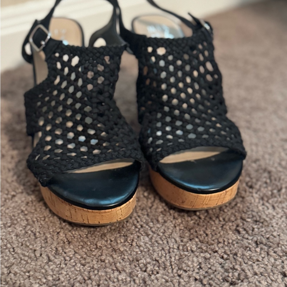Mix No. 6 Black Woven Wedge Sandals